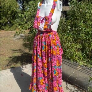 Vintage Floral Halter Maxi Apron